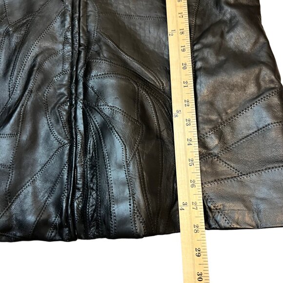 Vintage Cellini Long Full Grain Black Patchwork Leather Matrix Jacket Size XL - Picture 5 of 13